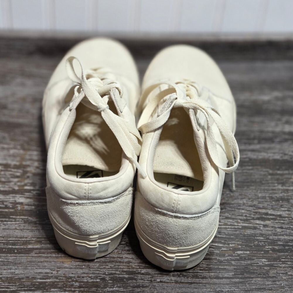 Vans Unisex Off White Leather and Canvas Platform Old Skool Sneaker M7.5 W9 - Picture 4 of 7